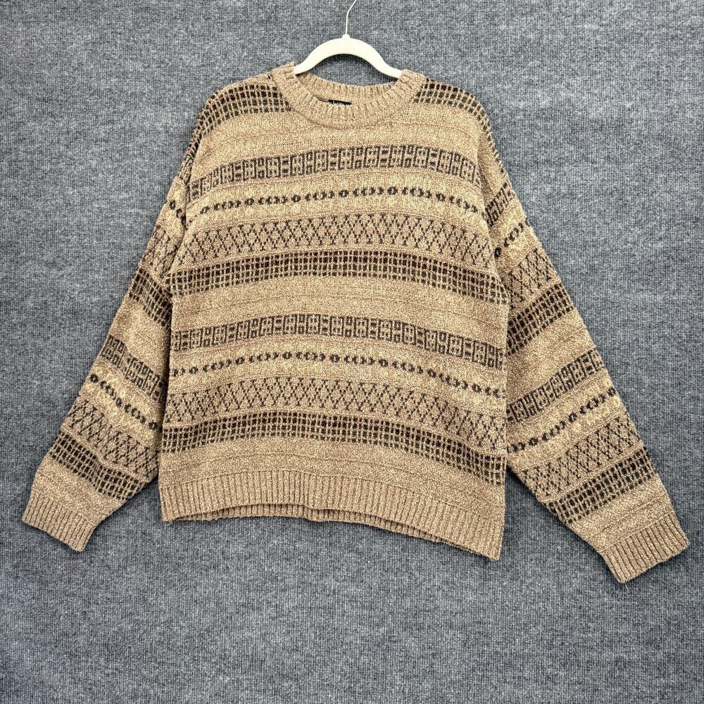 Vintage 90s Dockers Crewneck Sweater Mens L Beige Fair Isle Neutral Grunge Cosby
